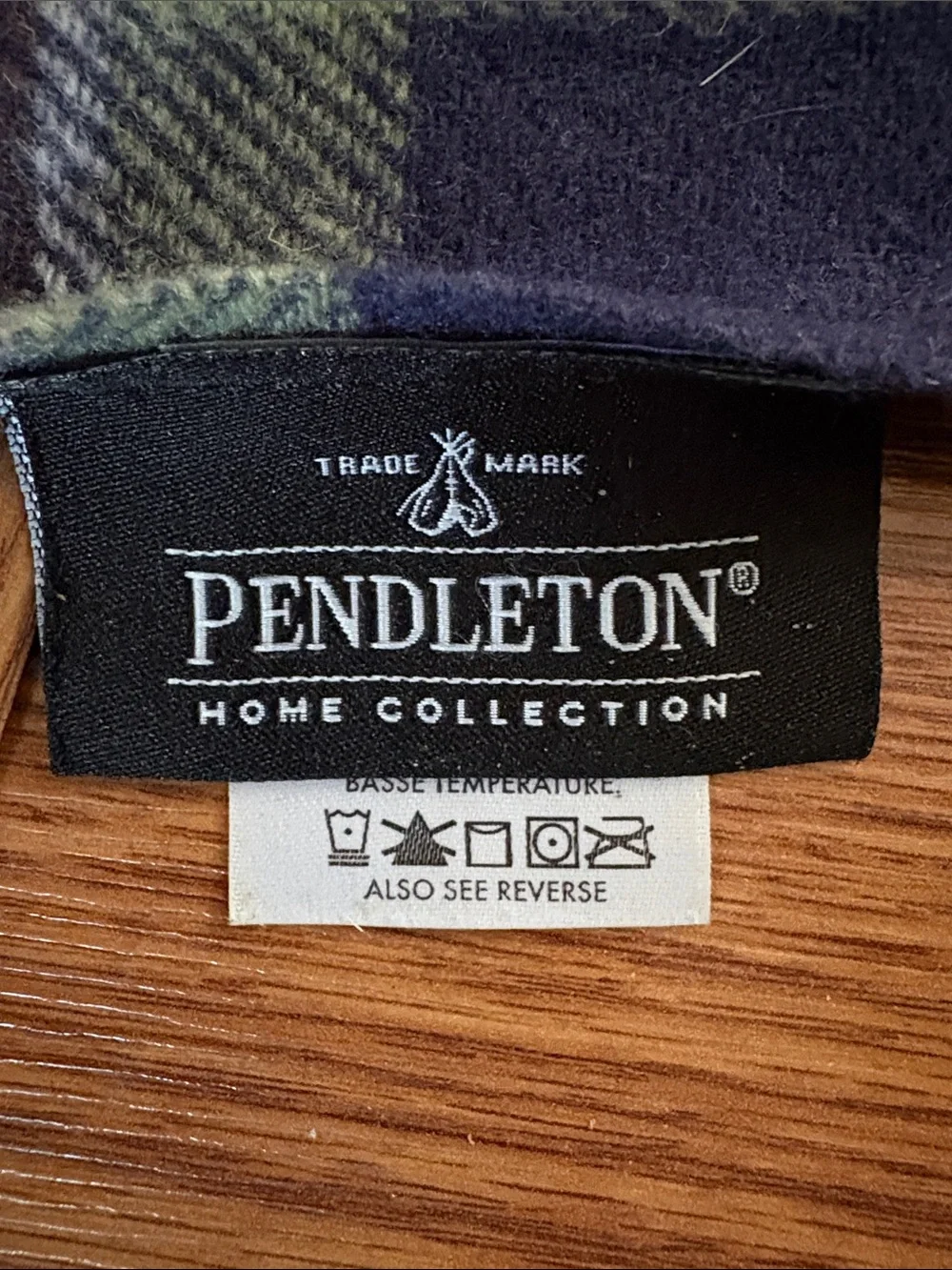 Pendleton Plaid Fringe Throw Blanket - Navy and Green